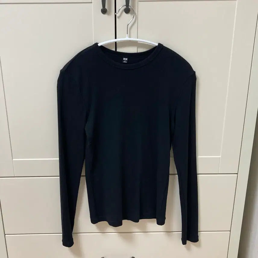 [BUNJANG] Uniqlo Soft Rib Long Sleeve T-Shirt Black / 유니클로 소프트립T 블랙