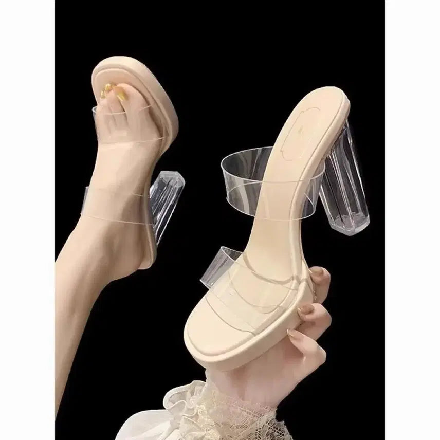 [BUNJANG] Platform Crystal Clear Summer Sandals / 통굽 크리스탈 힐 여름 투명 샌들 캐주얼