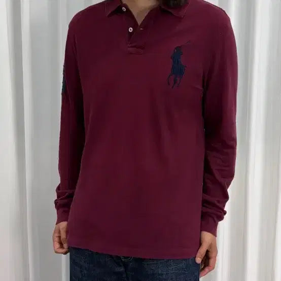 [BUNJANG] Polo Ralph Lauren Long Sleeve Polo Shirt Burgundy / 폴로 랄프로렌 긴팔 카라티 버건디