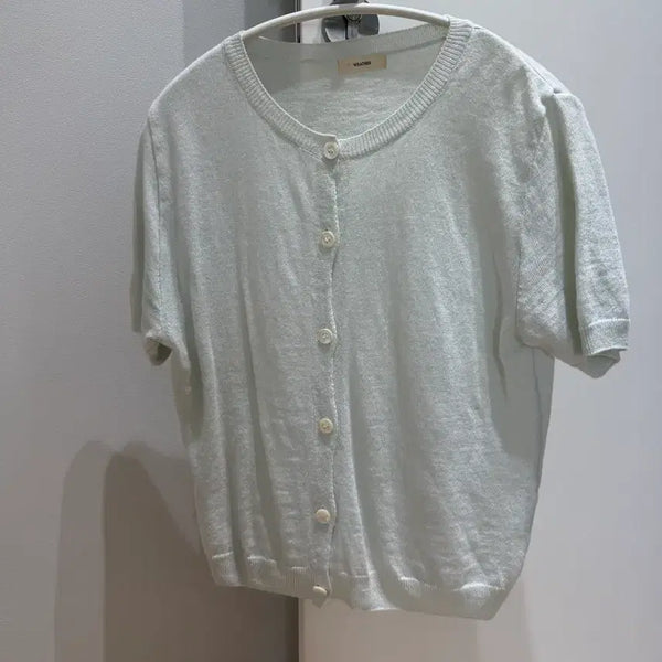 [BUNJANG] Summer Mint Knit Short Sleeve Cardigan / 웨더 여름 민트 니트 반팔 가디건