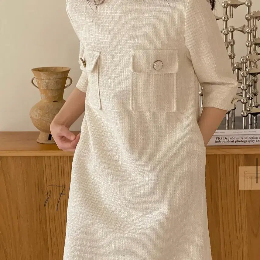 [BUNJANG] Mang Mae Pyo Ellen Tweed Midi Dress / 망매플 엘렌 트위드원피스