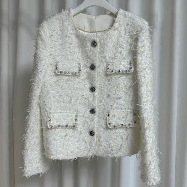 [BUNJANG] White Cubic Tweed Jacket (M) / 화이트 큐빅 트위드 자켓 (M)