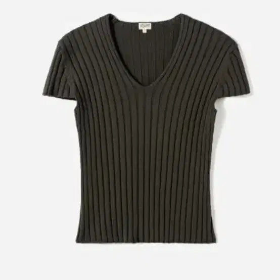 [BUNJANG] For You On Suri Ribbed V-neck Knit (Deep Olive) / 포유온 Suri Ribbed V-neck Knit (Deep Olive)