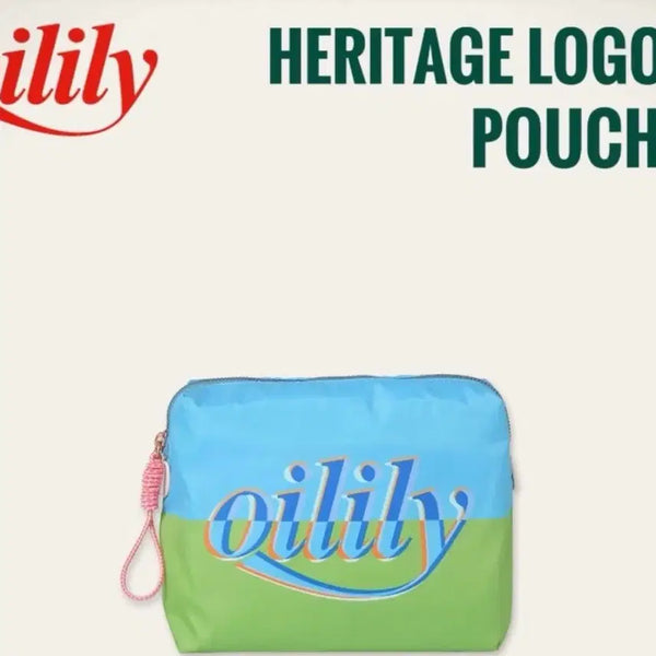 [BUNJANG] Oilily Heritage Logo Cosmetic Bag Pouch - Blue / 오일릴리/ 헤리티지 로고 코스메틱백, 파우치(새상품)