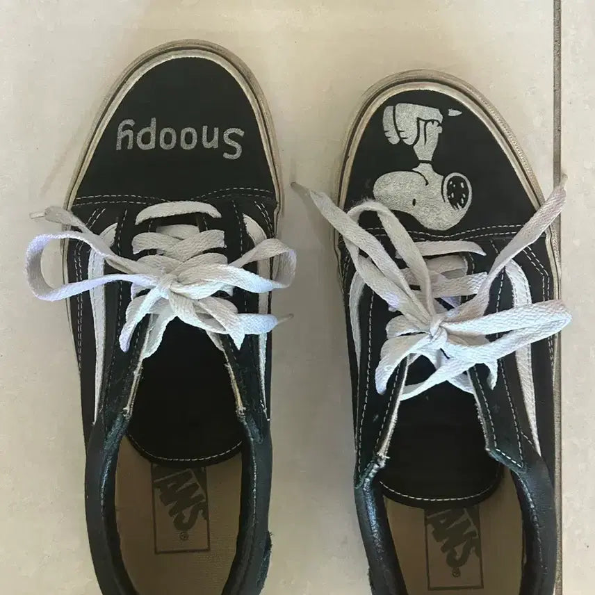 [BUNJANG] Vans Old Skool Snoopy Custom Black Shoes / 스누피 커스텀 반스 올드스쿨 블랙 255~260