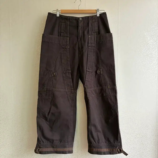 [BUNJANG] Double Knee Detail Work Pants / 브라운 더블니 디테일 워크팬츠