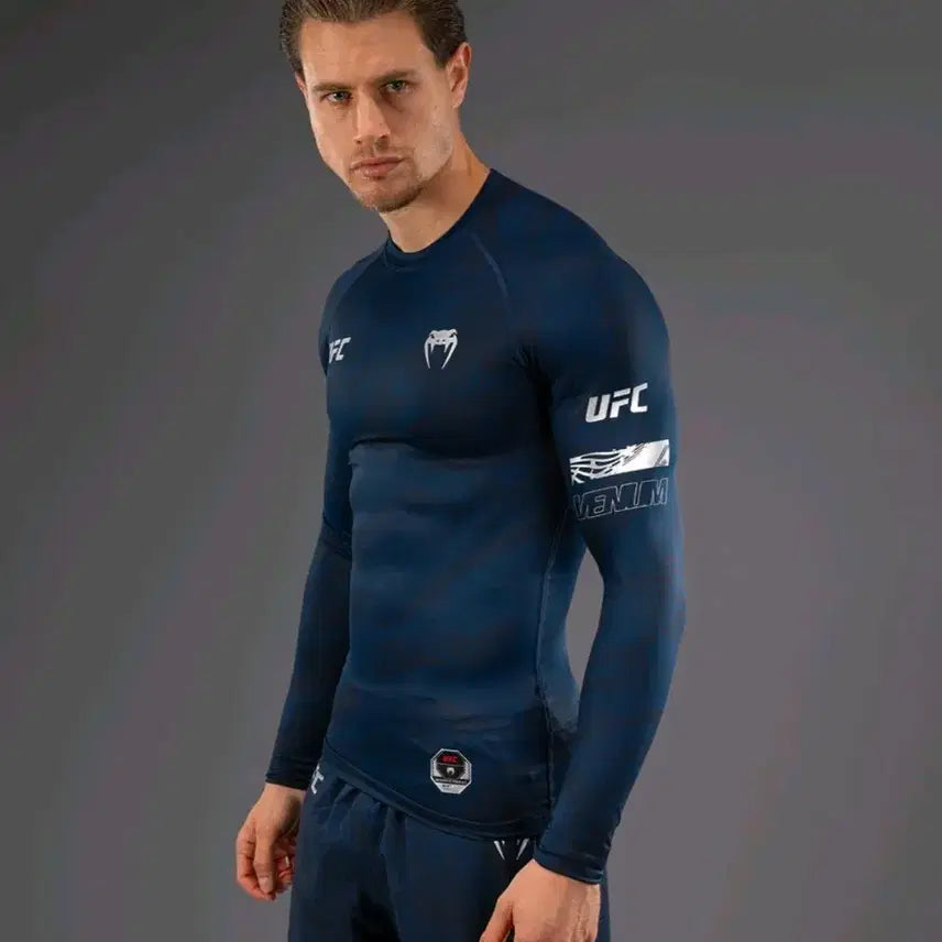 [BUNJANG] Venum UFC Authentic Fight Week Performance Long Sleeve Rashguard - Oceanic Blue (M) / 베넘 ufc 어센틱 래쉬가드 M 새상품
