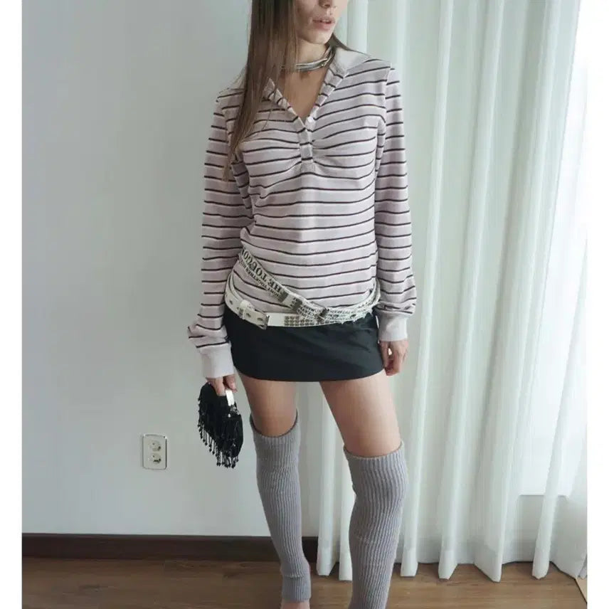 [BUNJANG] Sculptor Shirring Tennis Shirt Lavender L / 스컬프터 Shirring Tennis Shirt