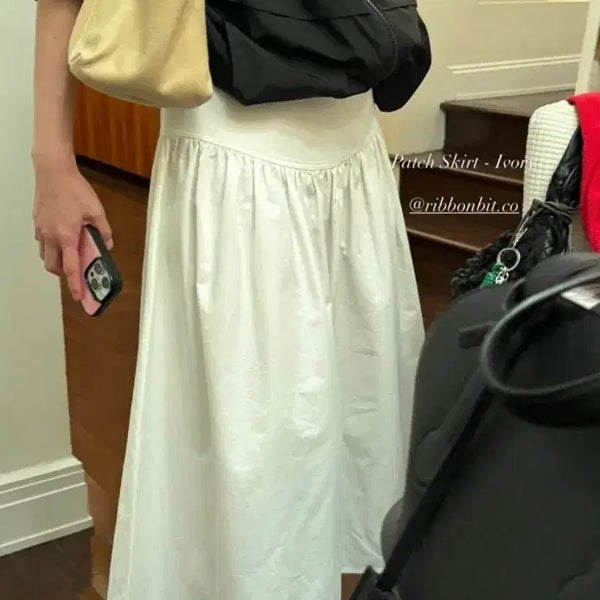 [BUNJANG] Ribbonbit Patch Skirt Ivory M / 리본빛 패치 스커트 M ribbonbit patch skirt 아이보리