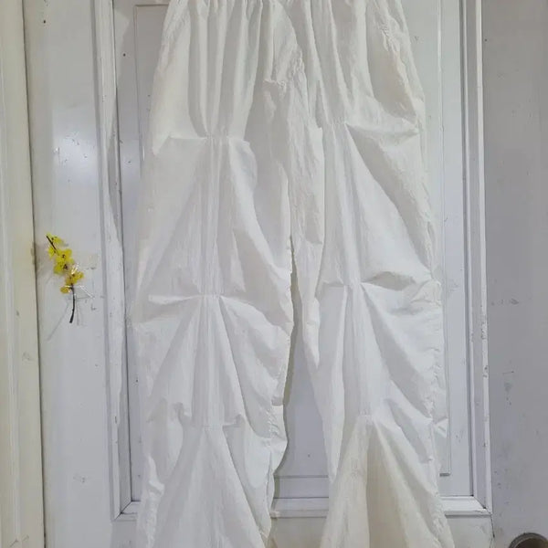 [BUNJANG] Summer Wide Leg Pants with Crinkled Fabric and Elastic Waistband / 여름 요즘유행하는  디자인이쁜 바스락 밴딩 통바지