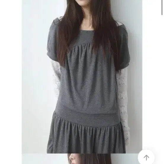 [BUNJANG] Grey Lace Sleeve Mori Dress / 여성 그레이 레이스 소매 원피스 모리룩 번장 하구미
