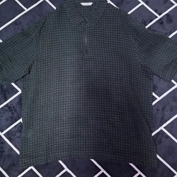 [BUNJANG] Blankroom Half Zip Shirt 3 Jungle Check / 블랭크룸 하프 집 셔츠 3 정글체크