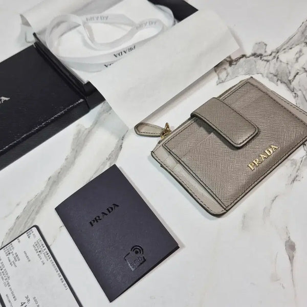 [BUNJANG] Prada Saffiano Leather Zip Card Holder Wallet Case / (정품) 프라다 사피아노 지퍼 여성 카드 지갑 홀더 케이스