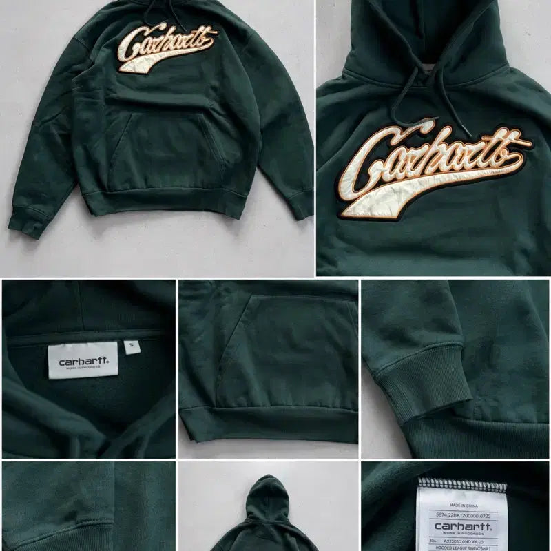 [BUNJANG] Carhartt WIP Hooded League Sweatshirt Forest Green Chenille Logo / 프리미엄 셔닐 자수 로고가 돋보이는 Carhartt WIP 후드입니다.