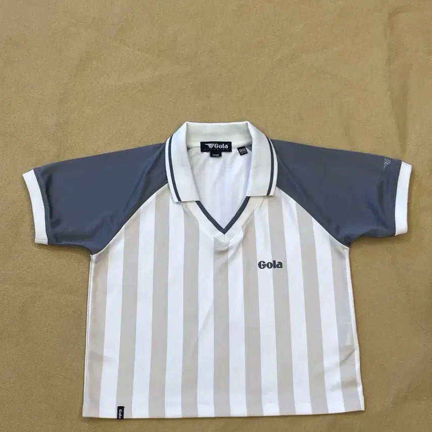[BUNJANG] Gola Colorblock Stripe Polo T-Shirt / Gola 골라 배색 스트라이프 카라 반팔 티셔츠