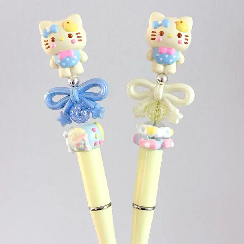 [BUNJANG] Dessert Kitty Beaded Ballpoint Pen / 디저트키티 키티볼꾸 볼꾸볼펜 병아리키티 볼꾸비즈 키티비즈 감성문구