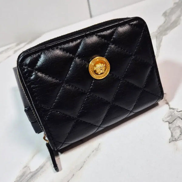 [BUNJANG] Versace Medusa Black Quilted Leather Wallet / (정품) 베르사체 메두사 블랙 퀼팅 여성 가죽 지갑