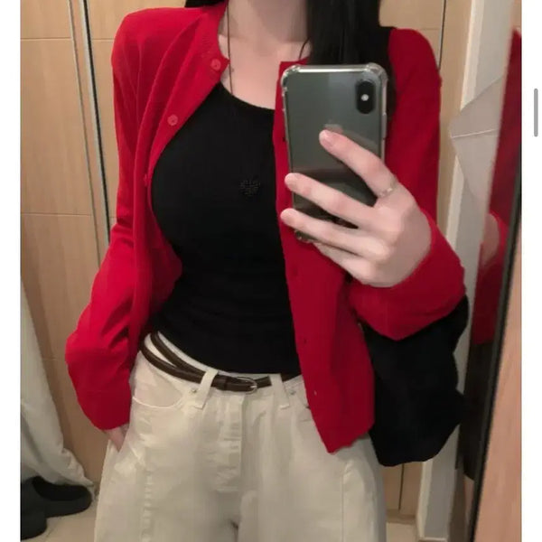 [BUNJANG] Daily Round Neck Cardigan / 팔뚝삭제 데일리 라운드넥 가디건