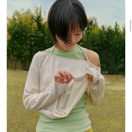 [BUNJANG] Movewarm Pond Milk S T-shirt / 무브웜 pond , Milk 색상 S