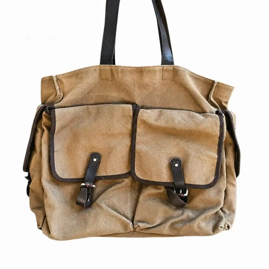 [BUNJANG] Dries Van Noten Archive Canvas Leather Tote Bag / 드리스 반노튼 아카이브 캔버스 레더 빈티지 토트백