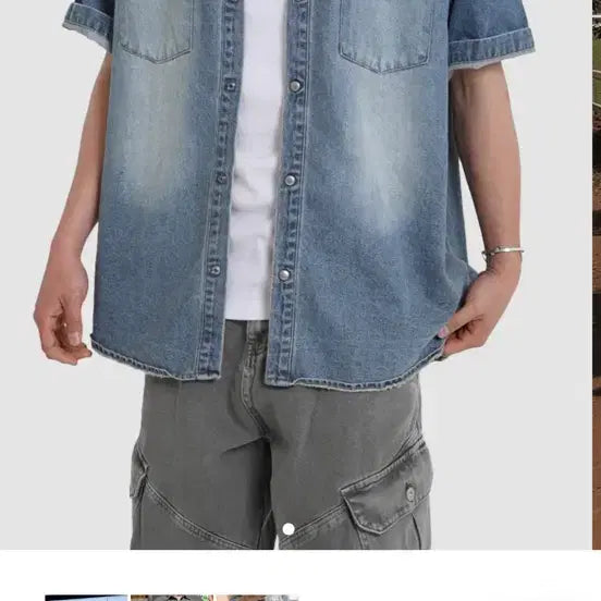 [BUNJANG] Nareum Mall Washed Denim Shirt / 나름 쇼핑몰 워싱 데님 셔츠