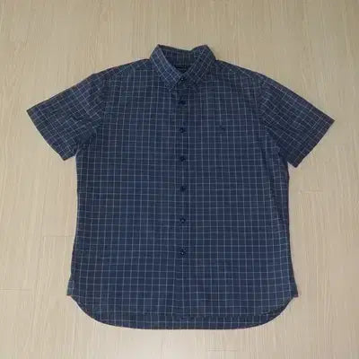 [BUNJANG] Hazzys Navy Checkered Shirt / (100)A181. 헤지스/네이비 체크셔츠