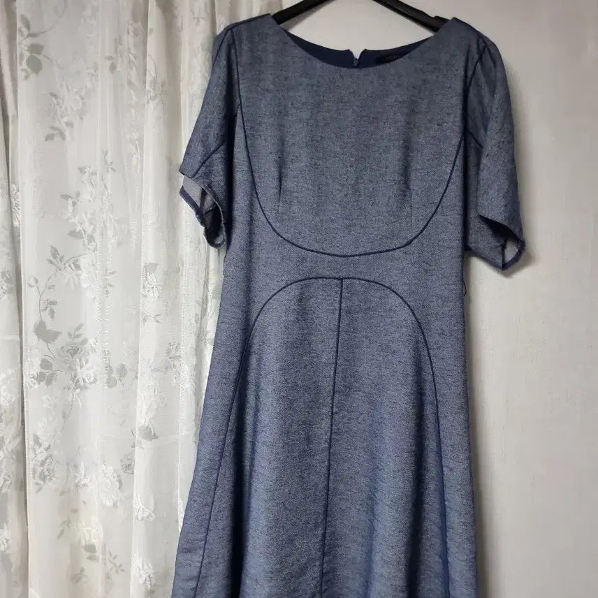 [BUNJANG] Jigott Blue Short-Sleeve Midi Dress / 지고트 청색 반팔 원피스