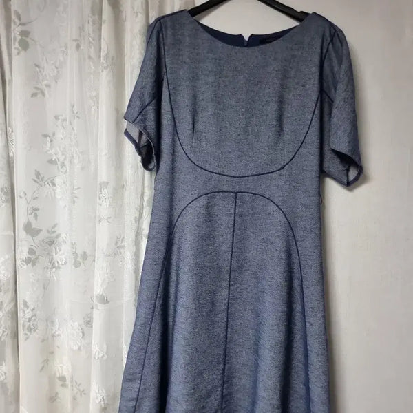 [BUNJANG] Jigott Blue Short-Sleeve Midi Dress / 지고트 청색 반팔 원피스