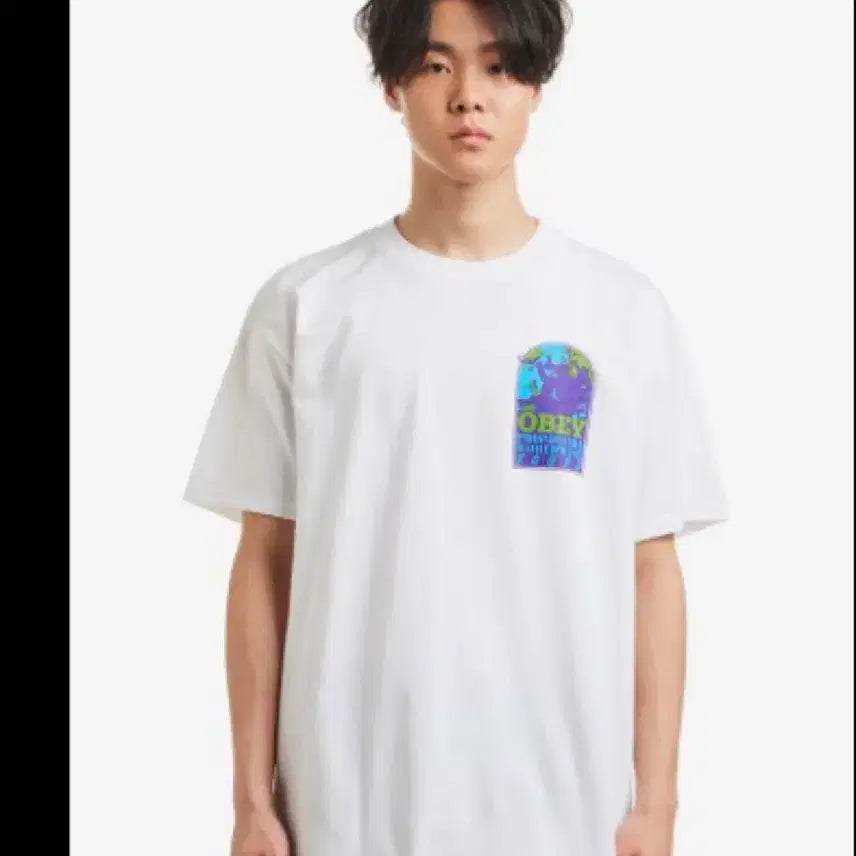 [BUNJANG] Obey White Earth Graphic T-Shirt / 오베이 반팔티 화이트 지구 그래픽