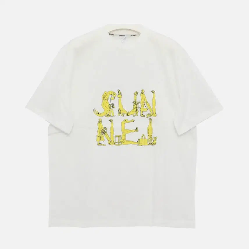 [BUNJANG] Ssrnay White Yellow Short-Sleeve T-Shirt / 써네이 반팔티 화이트 옐로우 반팔