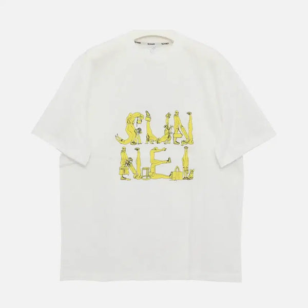 [BUNJANG] Ssrnay White Yellow Short-Sleeve T-Shirt / 써네이 반팔티 화이트 옐로우 반팔