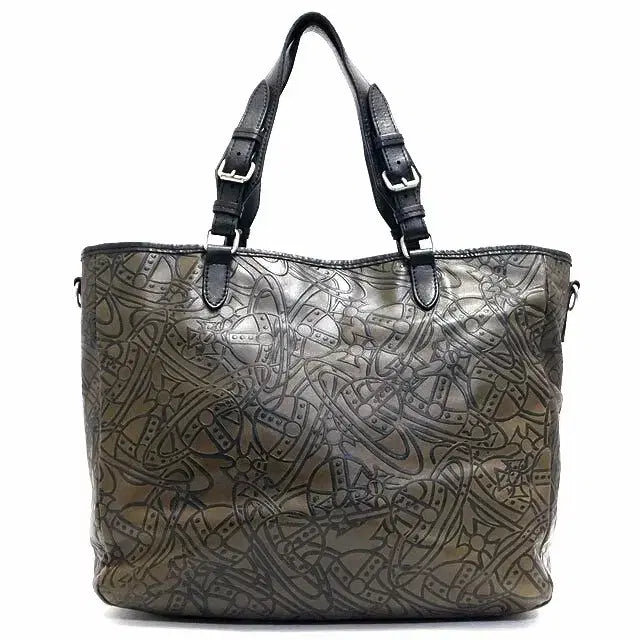 [BUNJANG] Vivienne Westwood Logo Pattern Leather Tote Bag / 비비안 웨스트우드 로고 패턴 가죽 토트백