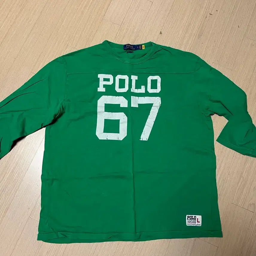 [BUNJANG] Polo Ralph Lauren Green '67 Numbering Long Sleeve T-Shirt L / 폴로 랄프로렌 그린 67 넘버링 긴팔 티셔츠 L