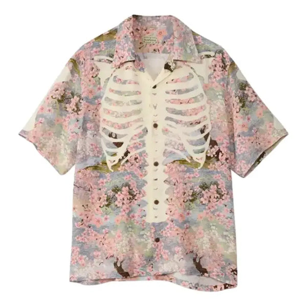 [BUNJANG] Kapital Rayon Sakura Bone Print Aloha Shirt / 3) 캐피탈 레이온 사쿠라 본 프린트 알로하 셔츠 삭스
