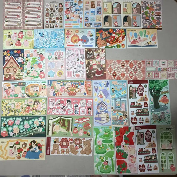 [BUNJANG] DduDdu Store Seal Sticker Bundle Set (102 pcs) / 뚜뚜상점 씰스티커 102장 모조지 일괄판매 개별판매x 다꾸 다이어리