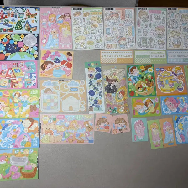 [BUNJANG] Jjocamji Sealing Sticker Bundle Set (121 pcs) / 쪼람쥐 씰스티커 121장 모조지 일괄판매 개별판매x 다꾸 다이어리