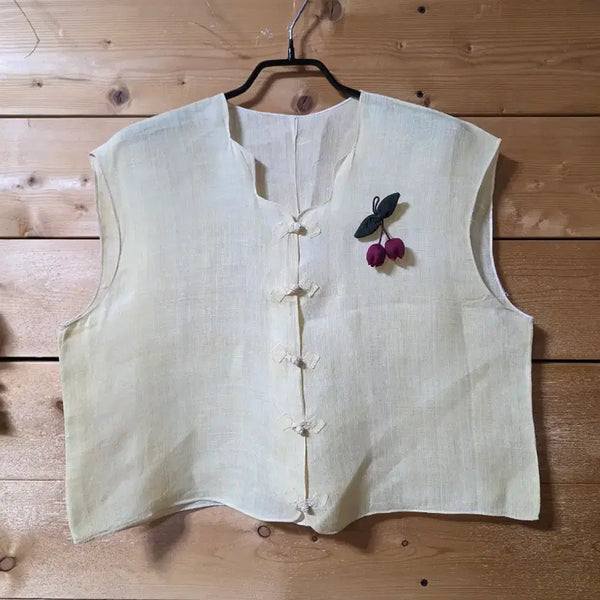 [BUNJANG] Ramie Vest with Decorative Corsage / 모시조끼. (코사지 코디용입니다