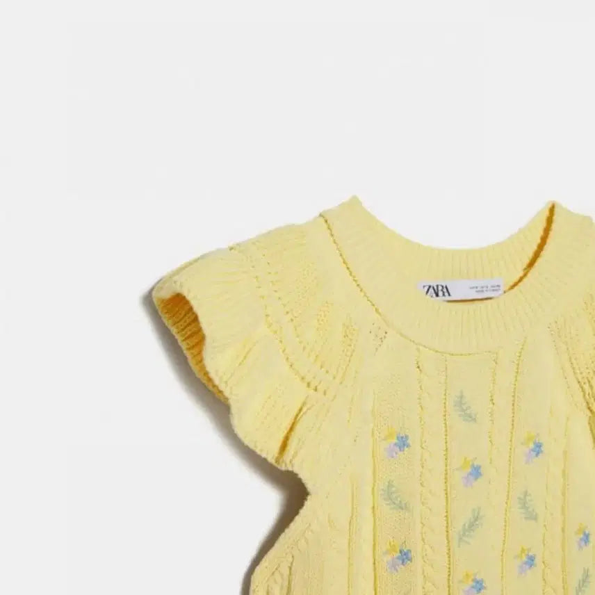 [BUNJANG] ZARA Flower Pattern Knit Vest Yellow / ZARA 플라워 패턴 니트 조끼 옐로우 S