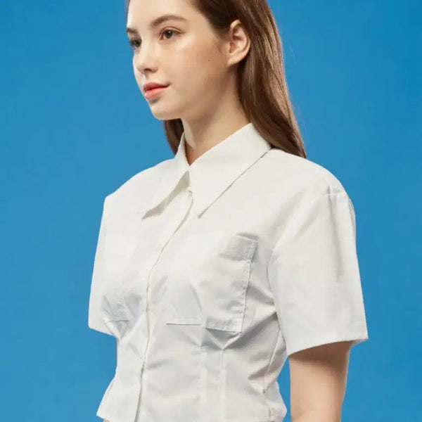 [BUNJANG] Kollit Crop White Shirt Worn by Jang Wonyoung / 장원영 착용 크롭 화이트 셔츠 콜릿