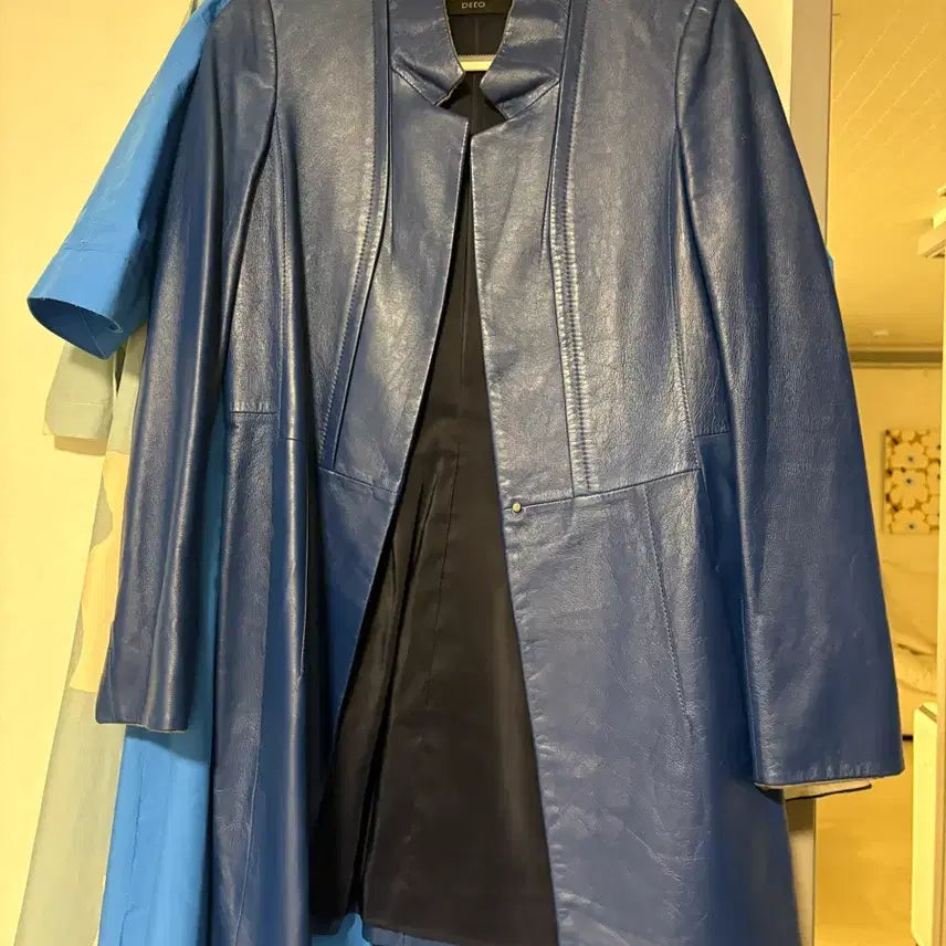 [BUNJANG] DECO Blue Leather Jacket Size 44 / 데코 블루 가죽 재킷 44