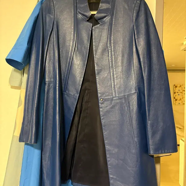 [BUNJANG] DECO Blue Leather Jacket Size 44 / 데코 블루 가죽 재킷 44