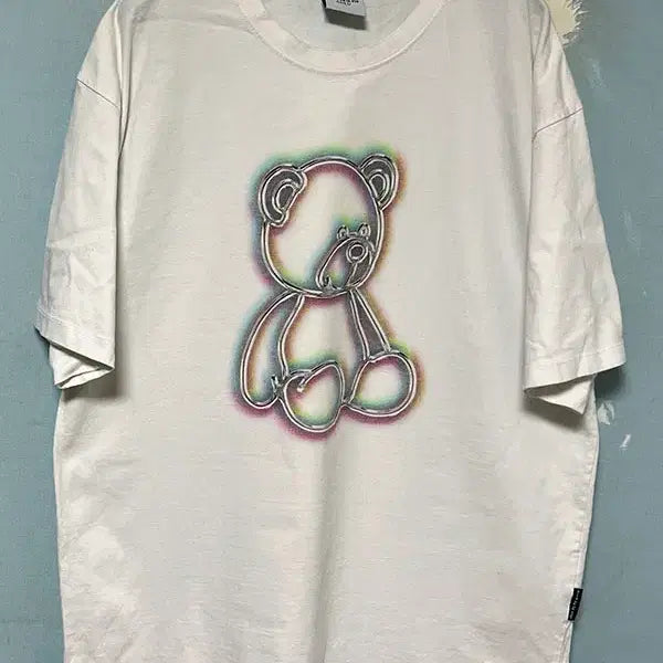 [BUNJANG] Acme de la Vie Metal Line Bear Oversized Men's T-Shirt White XL / ADLV 아크메드라비 메탈라인베어 오버핏 남자 반팔티 화이트 XL 105