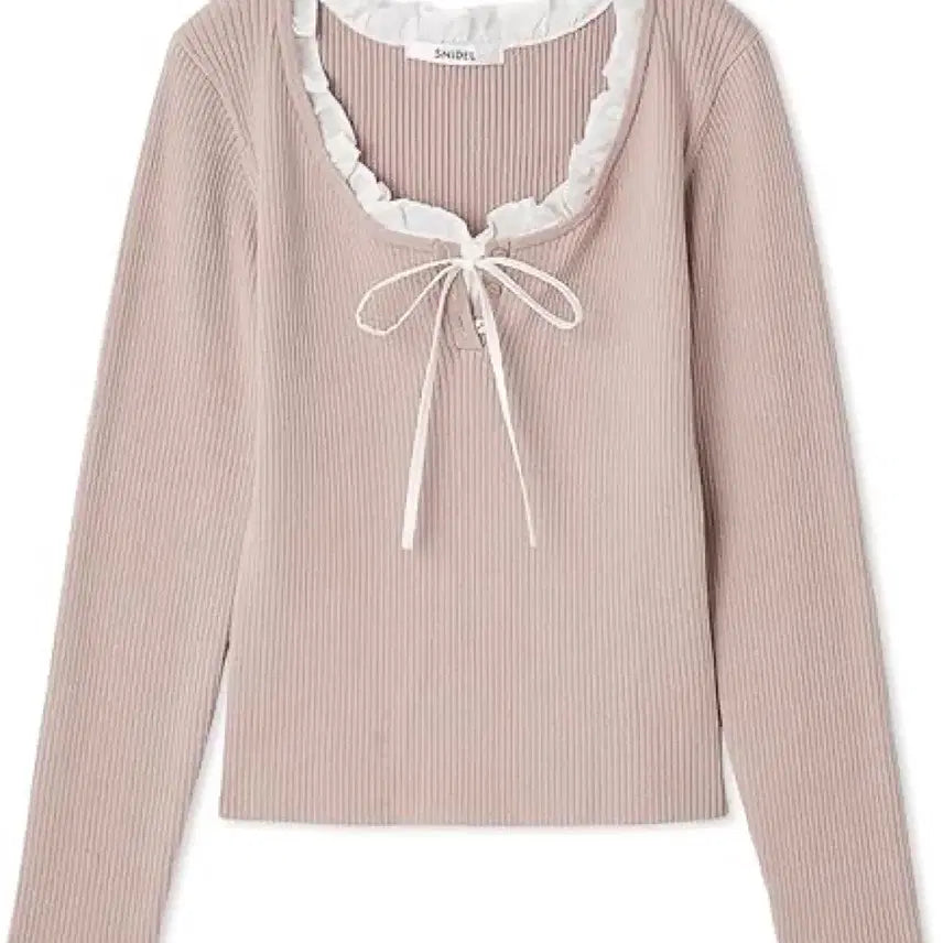 [BUNJANG] Snidel Sailor Ribbon Frill Knit Collar Light Pink / 스나이델 세일러 리본 프릴 넥 니트 카라 양산형 라이트핑크