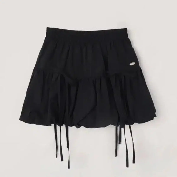 [BUNJANG] Vivacious Aria Balloon Ribbon Mini Skirt Black / 비바셔스 아리아 벌룬 리본 미니 스커트 블랙