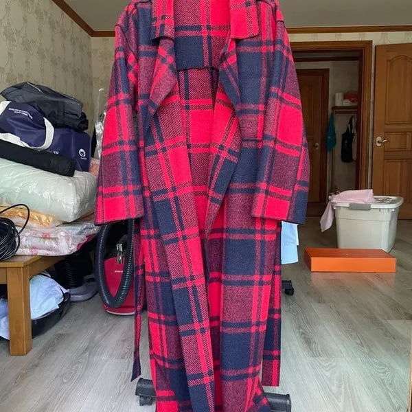 [BUNJANG] Checkered Long Jacket / 체크 롱자켓