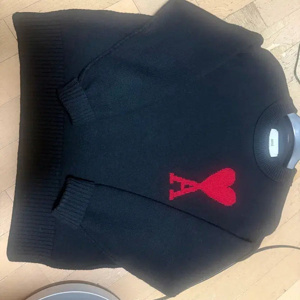 [BUNJANG] AMI Paris Big Heart Intarsia Knit Sweater / 아미 빅하트 인타르시아 니트 S