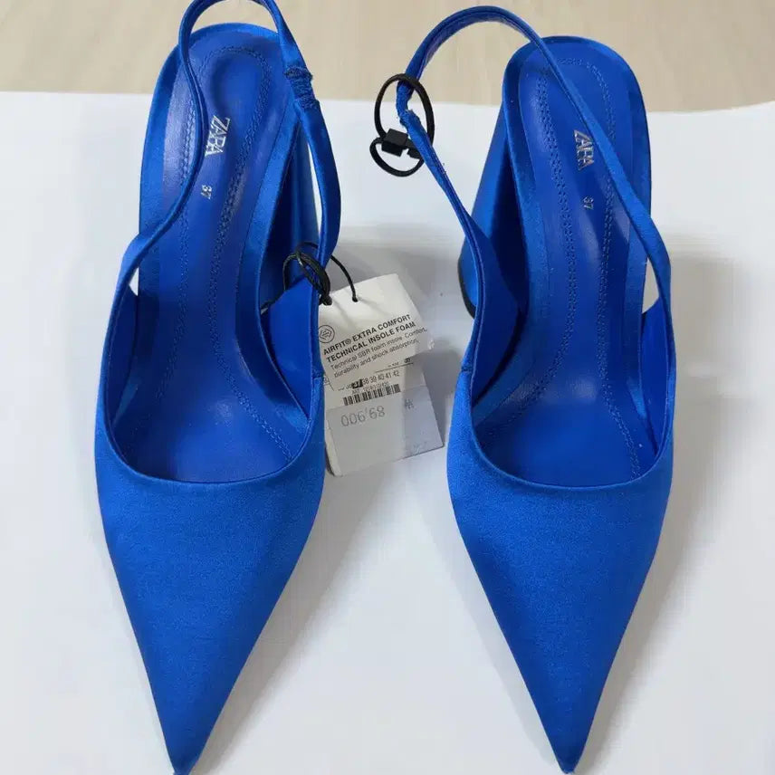 [BUNJANG] ZARA Slingback Strap Heels Blue / 자라 스트랩 힐 블루