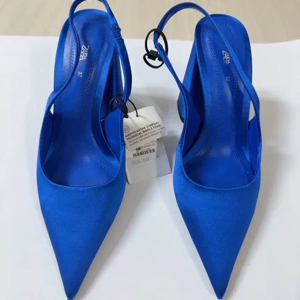 [BUNJANG] ZARA Slingback Strap Heels Blue / 자라 스트랩 힐 블루