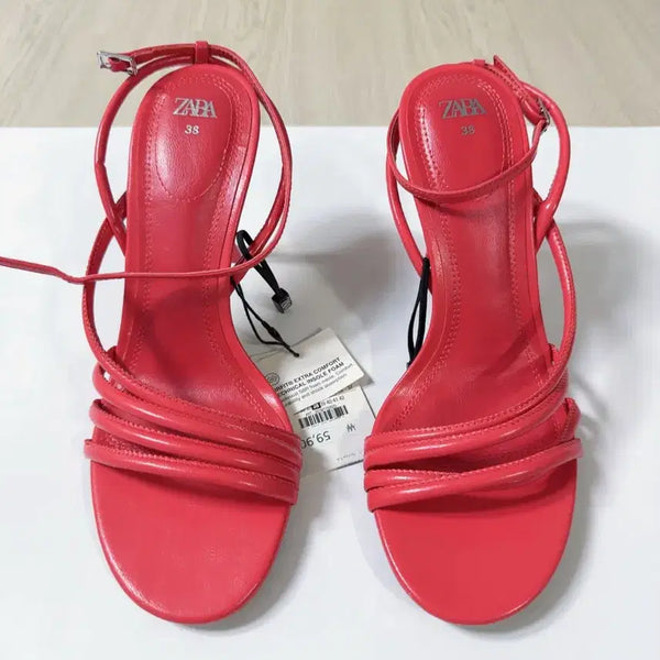 [BUNJANG] Zara Red Strap Heels - Size 38 / 자라 샌들 38 사이즈 레드
