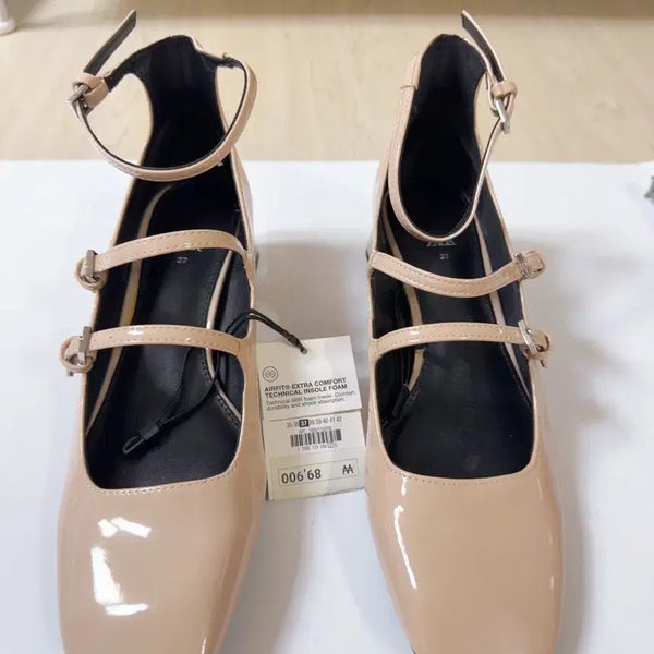 [BUNJANG] ZARA Ankle Strap Flat Shoes Beige / 자라 앵클 스트랩 플랫 슈즈 베이지